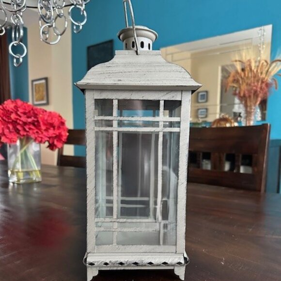 NWOT Weathered Mission Style Metal Candle Lantern in Rustic Taupe Finish - Picture 2 of 5